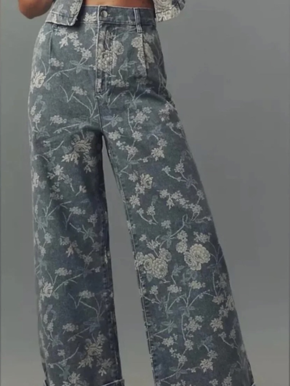 Pilcro Floral Denim Wide Leg Jeans